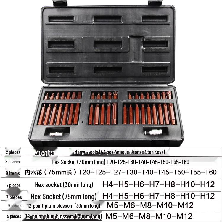 40-Piece Star and Hex Bit Socket Set for Auto Repair and Maintenance