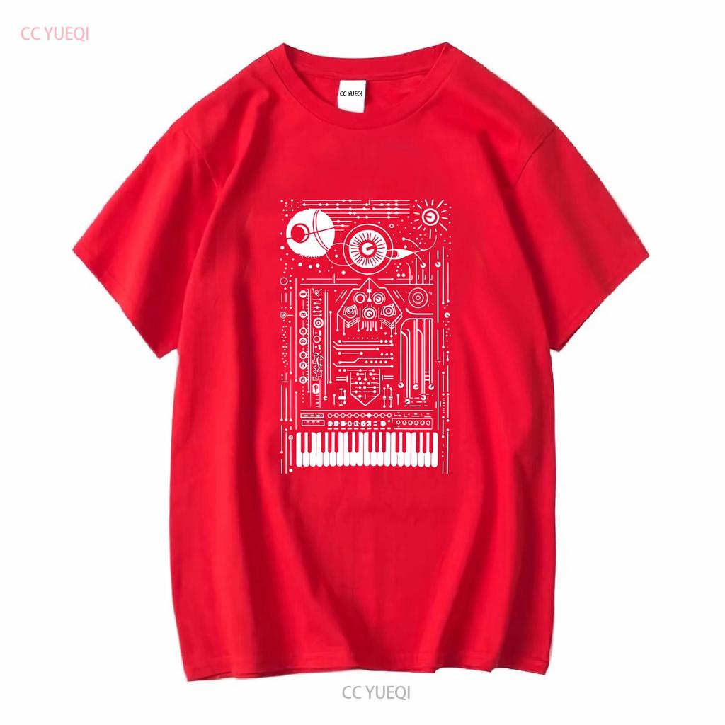 Synth Art T Shirt For Electronic Musician Who Plays Synthesizer Long Or Short Sleeves Vintage Washed Casual Stretched Slightly