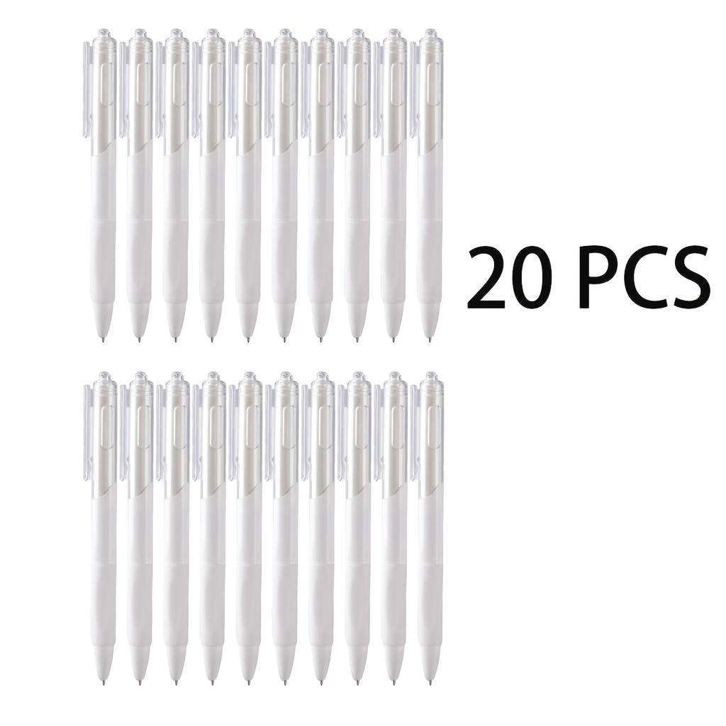 20pcs of Quick-Drying Retractable Gel Pens Available in Black And White, Suitable for Office Use And Student Stationery