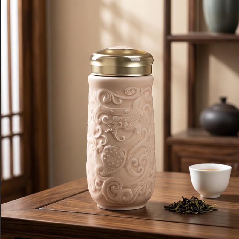 Acera Liven Auspicious Dragon Ceramic Double-Layer Cup