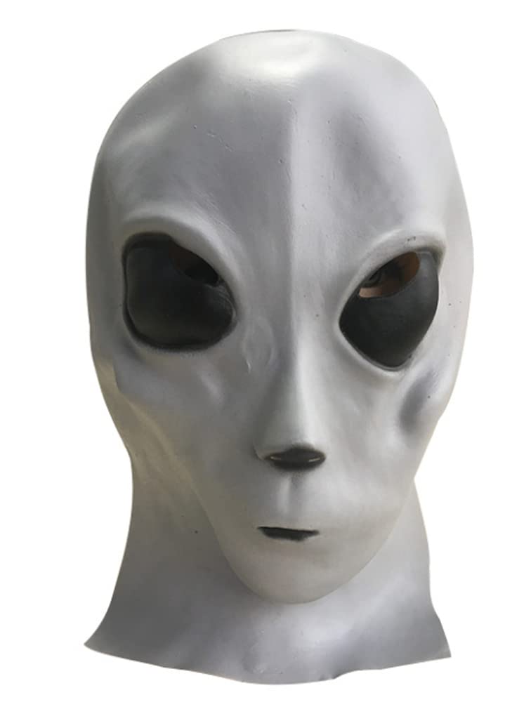 

DOKiDOKi Alien Mask, Cosplay [Latex] Gray Rubber Transformation Headgear Plush Headpiece Halloween Area 51 Scary UFO Alien