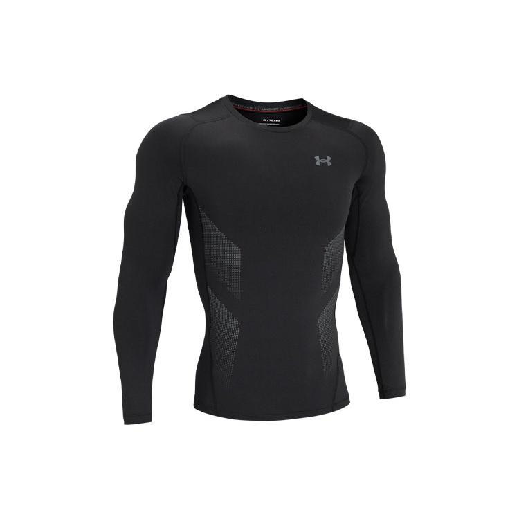 Men s Under Armour HeatGear Vent Logo Printing Round Neck Long Sleeves Black 1362453-001 XXL