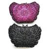 WHTUOHENG Women Crystal Evening Bag Clutches Fuchsia/Hot Pink Rhinestone Bags Luxury Diamond Clutches Lady Party Prom Handbag