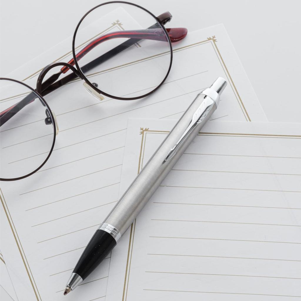 PARKER IM Brushed Metal CT Ballpoint Medium Gift Officially Product Number 2143415Z Pen, Nib, Oil-Based, Boxed, Imported,