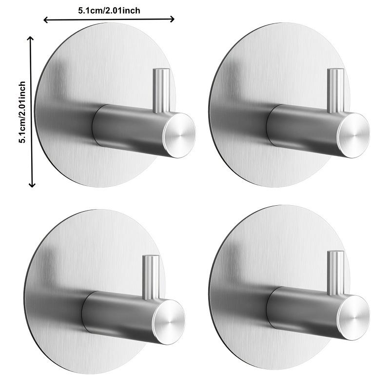4PCS Stainless Steel Hook Self Adhesive Bathroom Wall Door Hook Coat Racks Punch-free Clothes Towel Hanger Home Storage Hooks