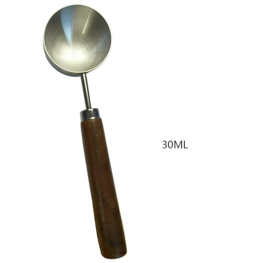 15/30ml Round Coffee Measuring Spoon Home Baking Tool Wooden Handle Tablespoon Spoon Measuring Tools for Kitchen Stainless Steel