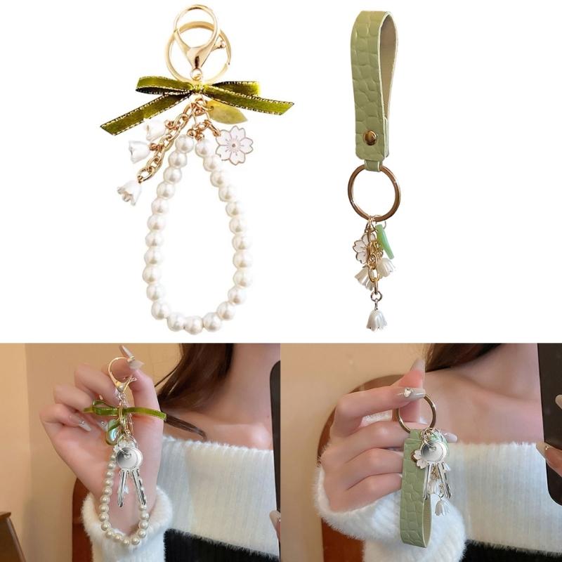 Blumen Schlüsselanhänger Ornament Blüten Anhänger Schlüsselring Maiglöckchen Floral Schlüsselanhänger Dekoration Eleganter Taschenanhänger