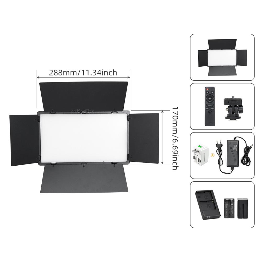 U800 600 LED Video Panel Light Kit Camera Light Studio Photography Lamp Dimmable 3200-5600K for Gaming Stream Conference Makeup