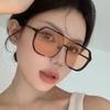 Trendy Large Frame Double Beams Sunglasses For Women Men Fashion Personalized One-piece Sunshade Glasse