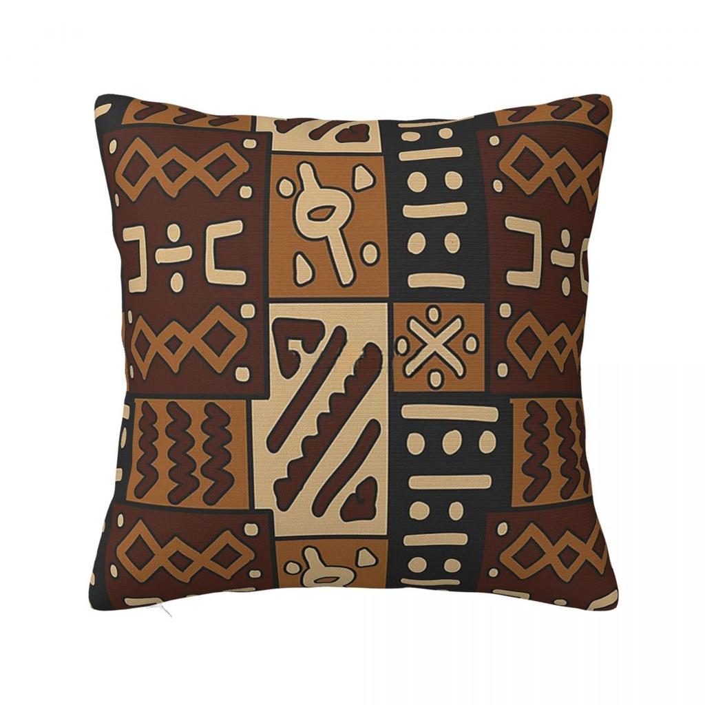 African Bogolan Mud Cloth Square Pillowcase Pillow Cover Polyester Cushion Decor Comfort Throw Pillow for Home Bedroom