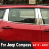 For Jeep Compass 2017-   Steel Car Window Center Pillar Cover Trim Window Middle B C Pillars Post Strip Accessories