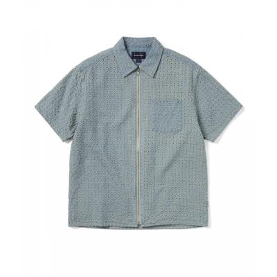 Damaged Denim Zip S S Shirt waShed Blue