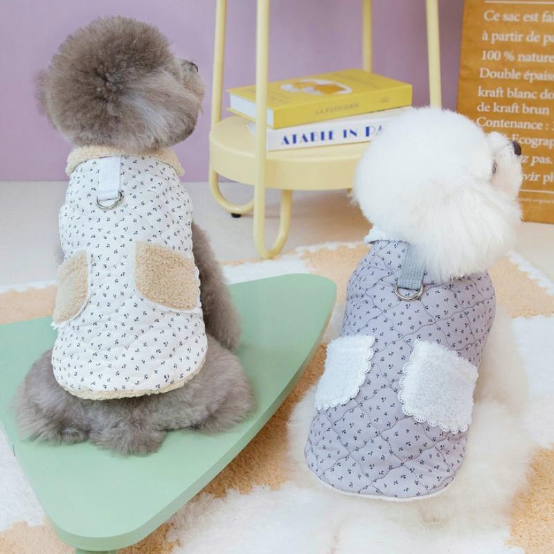 Cute Print Dog Down Jacket Soft Plush Dog Clothes Luxury Puppy Jacket Coat Winter Warm Cat Vest Cozy Pet Overcoat Bichon Apparel