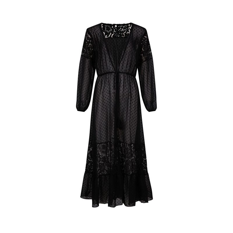 

Шифоновый купальник-накидка бикини 2023 года с рубашкой для защиты от солнца Black S