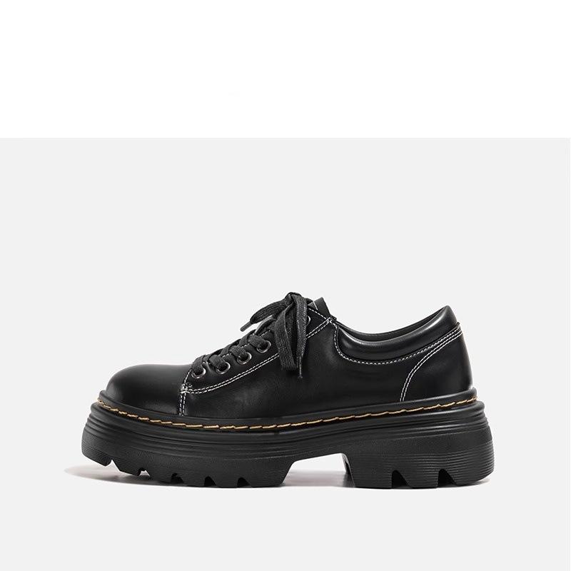 

Gu Yunshu Platform brown British style small leather shoes 2025 new spring and autumn fashion single shoes retro loafers women 35 чёрный