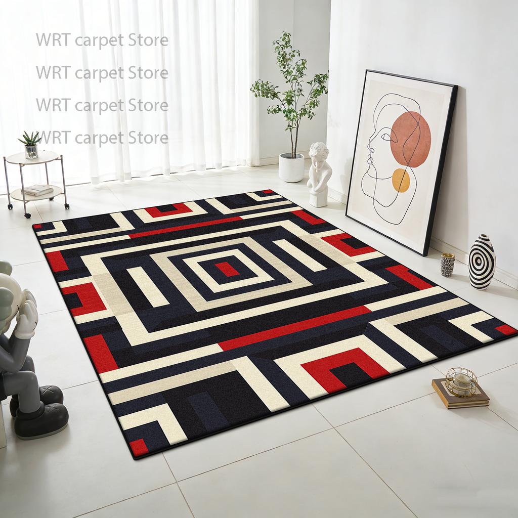 Ins Simple Style Geometric Living Room Carpet Cloakroom Bedroom Washable Non-slip Rug Dining Room Art Decoration Soft Floor Mat