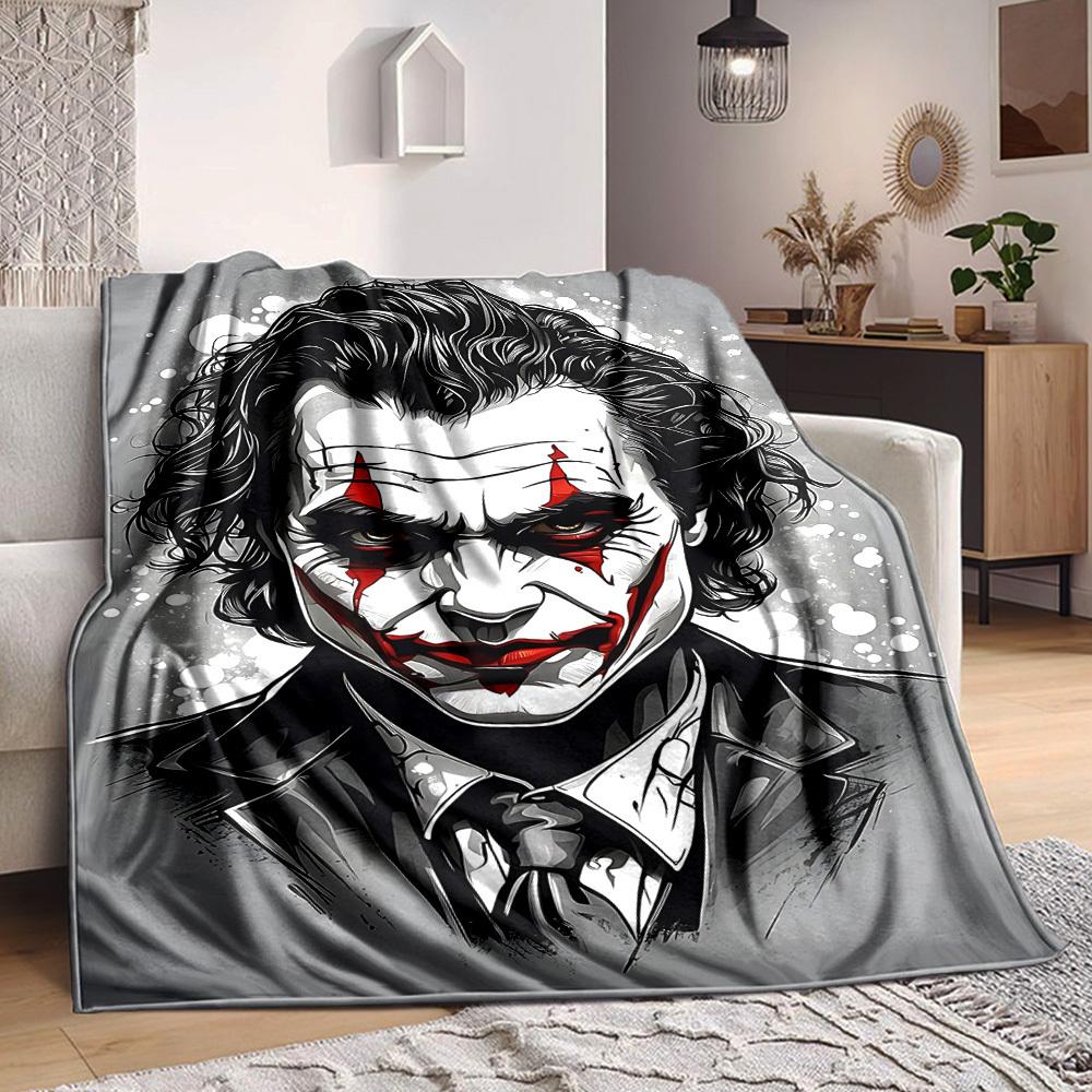 1pc Joker Clown Flannel Throw Blanket Lightweight Soft Warm All Season Blanket for Sofa, Bed, Travel, Camping L1024224