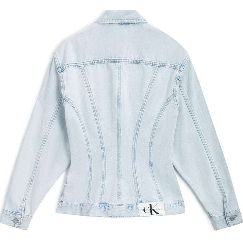 Calvin Klein Minimalist Classic Patch Retro Casual Pure Cotton Washed Denim Jacket Women Jackets Blue J220660-1AA