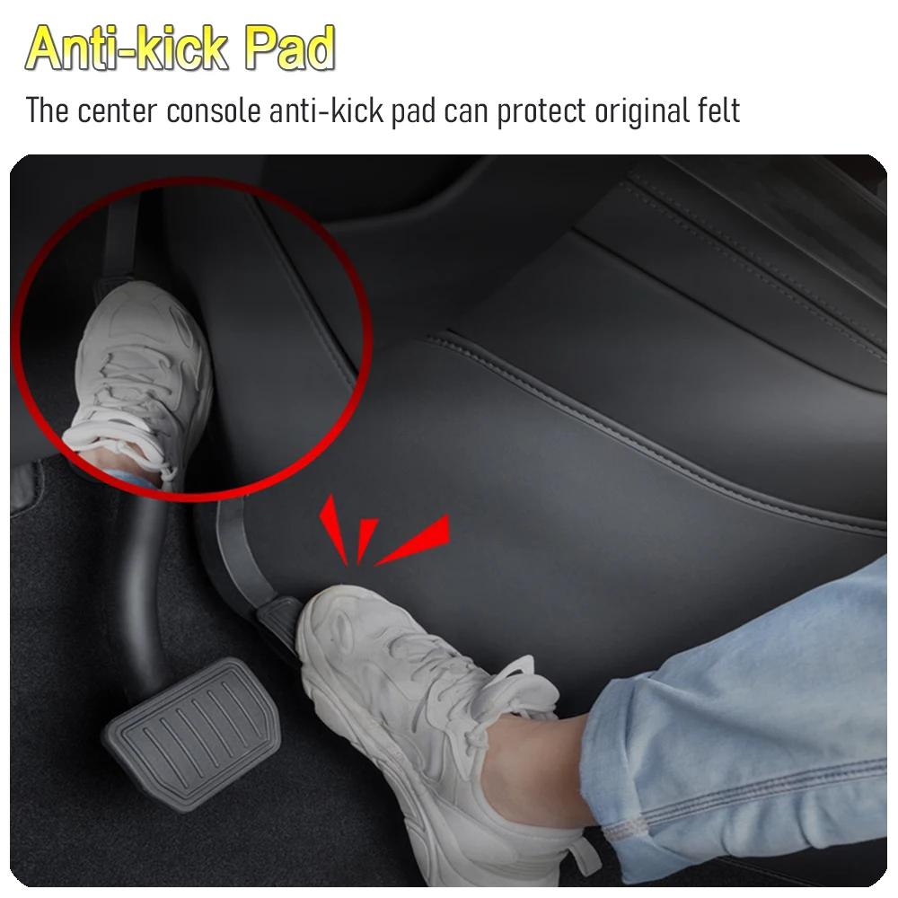 For Tesla Model Y Juniper 2025 2026 Center Console Two Side Panel Anti Kick Pads Protector PU Leather Foot Cover Mat Accessories
