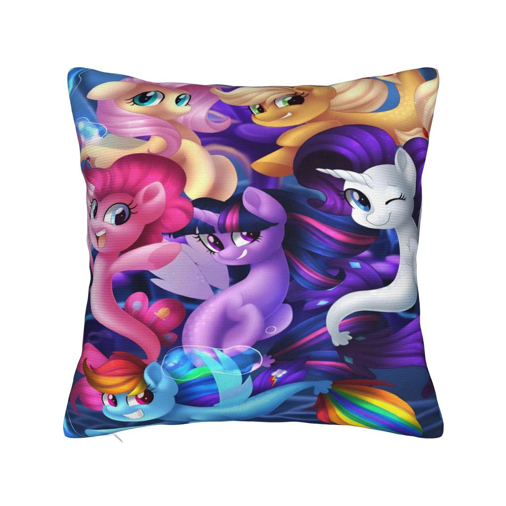 Cute M-My Cartoon P-Pony L-Little Pillow Cover Rainbow Novelty Pillow Case For Sofa Home Decor Soft Pillowcases Gift
