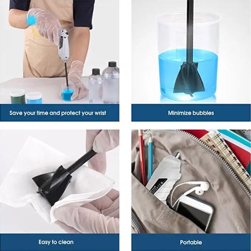 Handheld Epoxy Mixer USB Powered Rechargeable Resin Stirrer for Epoxy Tumblers Glazes Paint Stirrer with 2 Pcs Paddles