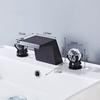Grifo de Baño Tuqiu Lujo Dorado Cepillado Grifo de Lavabo Amplio de Latón Grifos de Fregadero Grifo de Fregadero Negro de 3 Agujeros Grifo de Agua