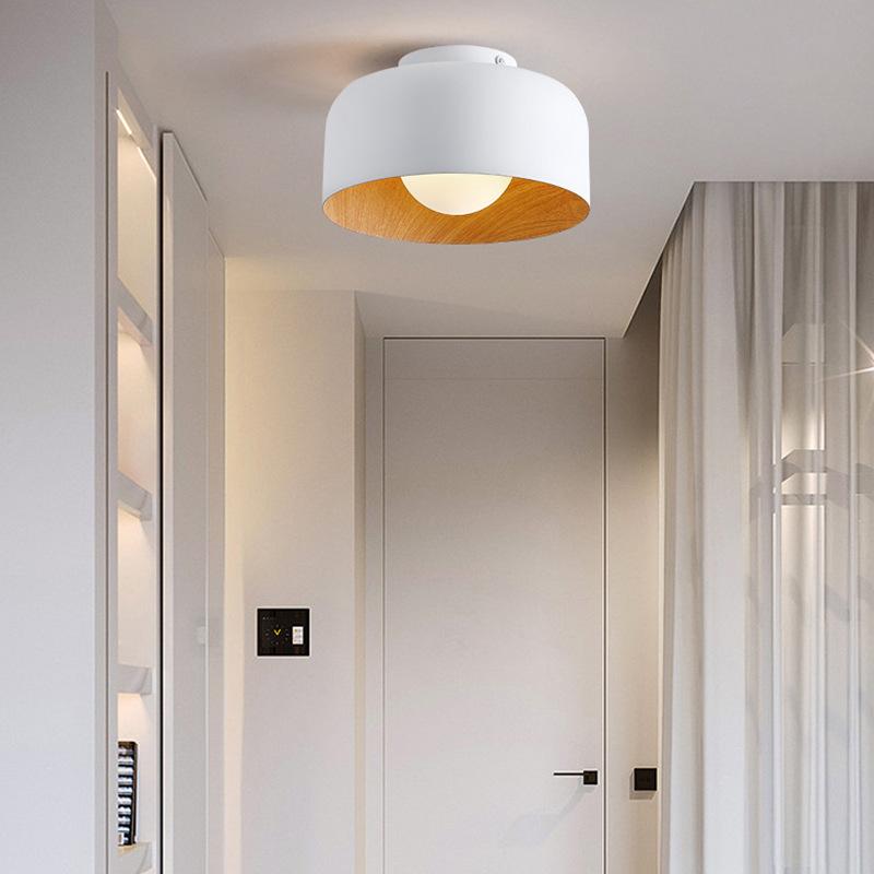 Nordic Modern Walnut Wood Texture Led Ceiling Lamp For Bedroom Living Room Kitchen Study Aisle Balcony Round G9 Chandelier Light