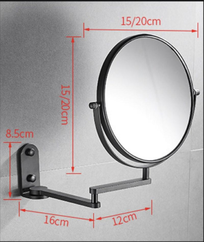 Brushed Gold Black Bathroom Mirror Wall Mounted Folding Round Makeup Vanity With Mirror