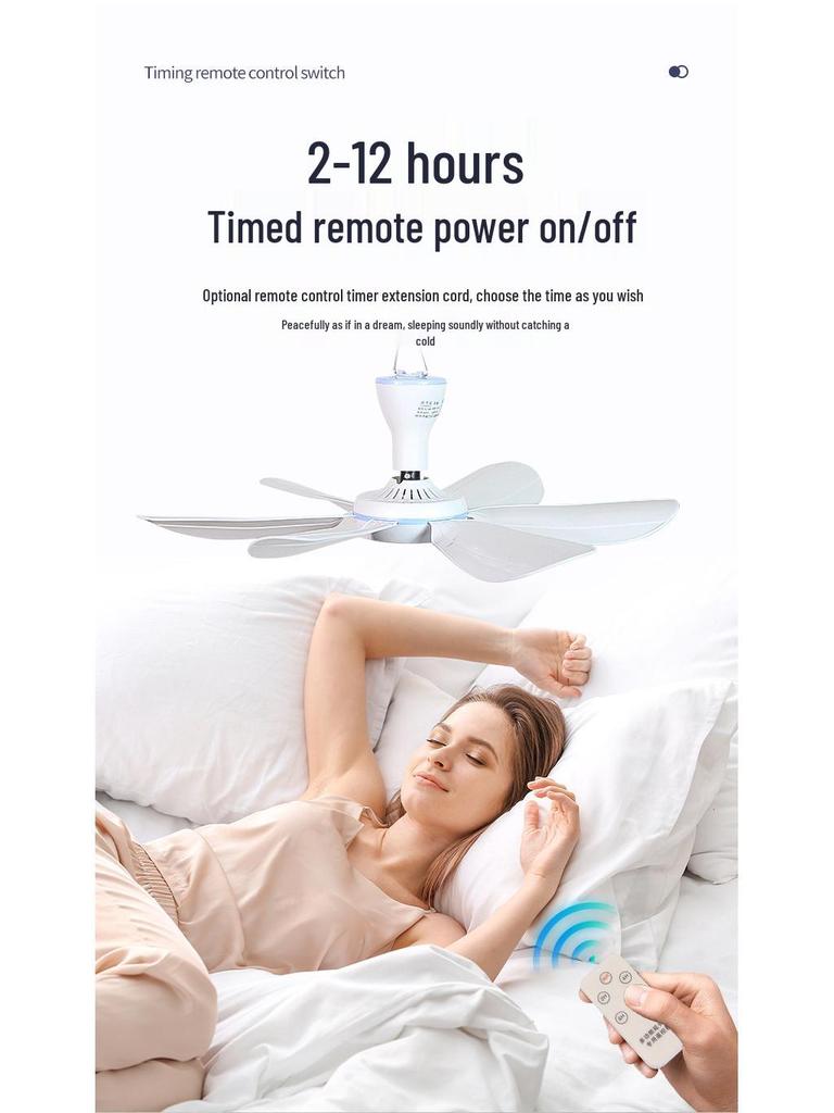 Silent Breeze Hanging Mini Ceiling Fan with Mosquito Net for Dorms and Beds
