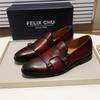 Fashion Fashion Gentleman Leather Men Monk Strap Loafer Shoes Slip On Elegant Men Dress Shoes Black Brown Double Buckle Strap Mens Shoes