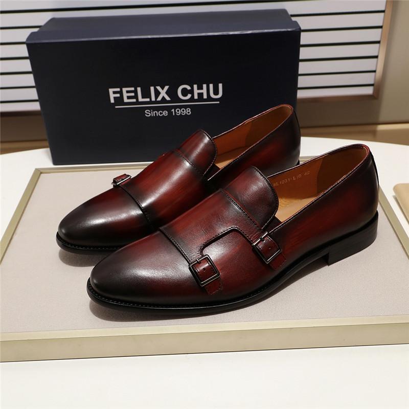 Fashion Fashion Gentleman Leather Men Monk Strap Loafer Shoes Slip On Elegant Men Dress Shoes Black Brown Double Buckle Strap Mens Shoes