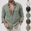 2024 New European & American Men's Multi-Pocket Casual Long-Sleeved Shirts