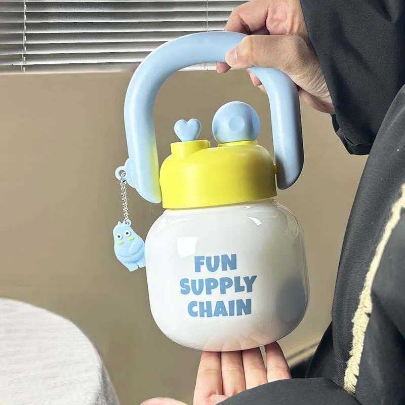 800Ml Big Belly Plastic Water Bottles With Handle Tea Filter Double Drink Kettle Cute Girls Juice Milk Bubble Coffee Sippy Cup