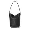 The Row Large Capacity Genuine Leather Lychee Pattern Bucket Tote for School Commuting