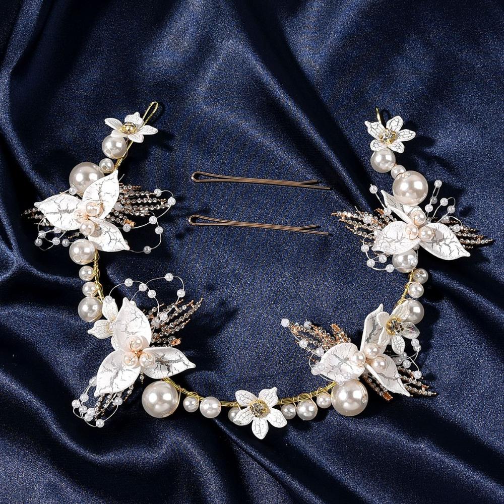 

Hair Accessories Wedding Gift Bridal Hair Bands Handmade Tiara Hair Jewelry Pearl Rhinestone