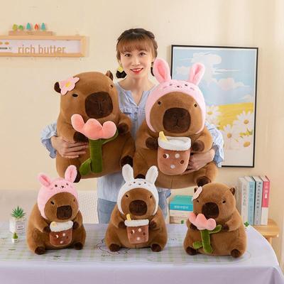 European Mink Capybara Flower Rabbit Milk Tea Plush Toy, Perfect Girl Gift