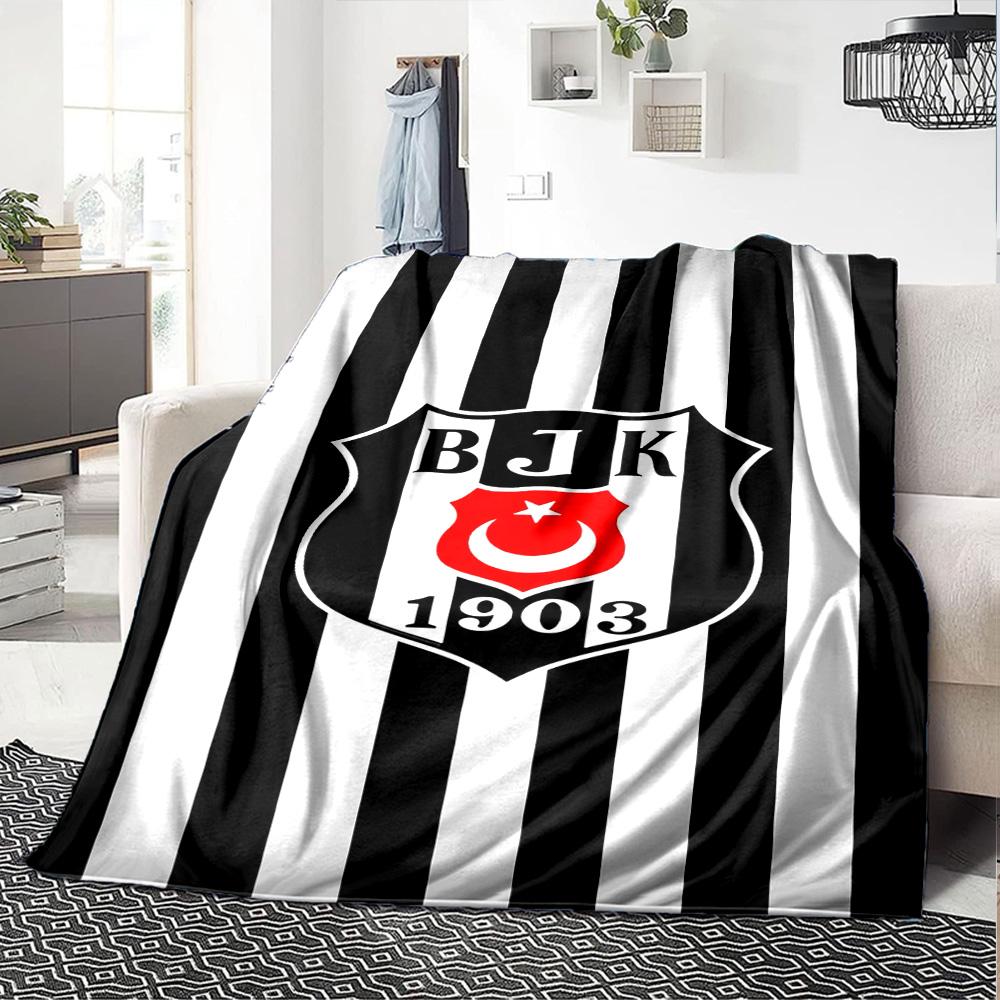 Coperta in Flanella con Stampa Logo Beşiktaş Alta Qualità Calda Confortevole Coperta per Tutte le Stagioni Perfetta per Regali Decorazione per la Casa