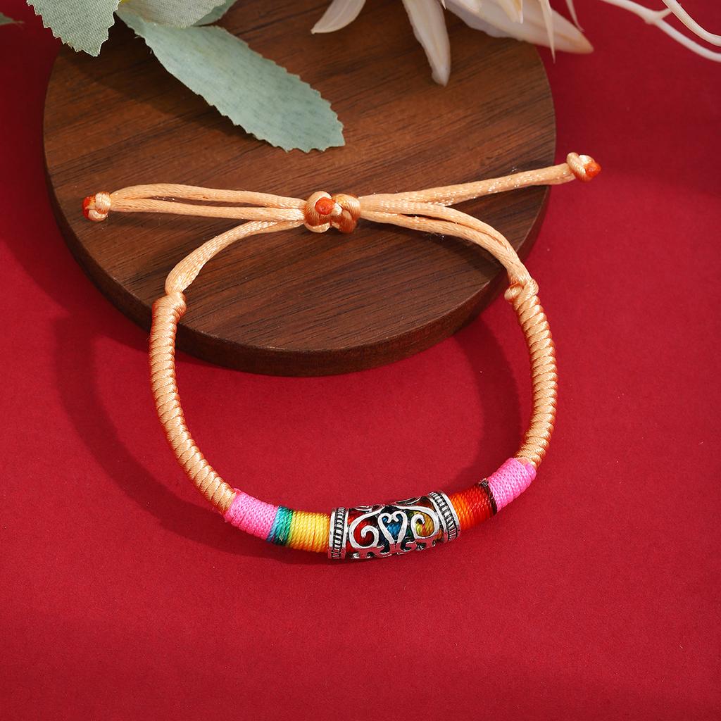 Ethnischer Stil Tibetische Passepartout-Textur Gewebtes Mehrfarbiges Seil, Retro Imitation Miao Silber Leichter Luxus Einziehbar Mode Handseil