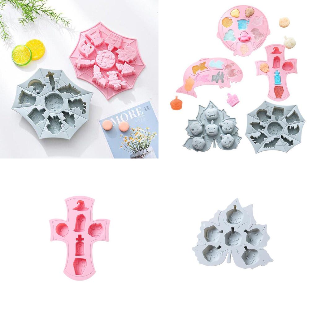 Intricate Halloween Silicone Cake Mold With Leaf And Ghost Designs For Festive Treats