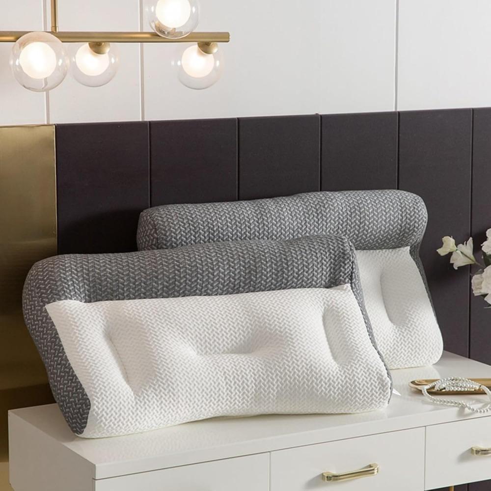 Ergonomic Contour Pillow for Neck Shoulder Pain Relief, Orthopedic Deep Sleep & Ease Sleep Pillow, Cervical Neck Support Pillows Soft Patchwork (Grey)