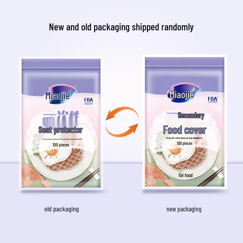 MIAOJIE Disposable PE Stretch Food Covers, 100 Count