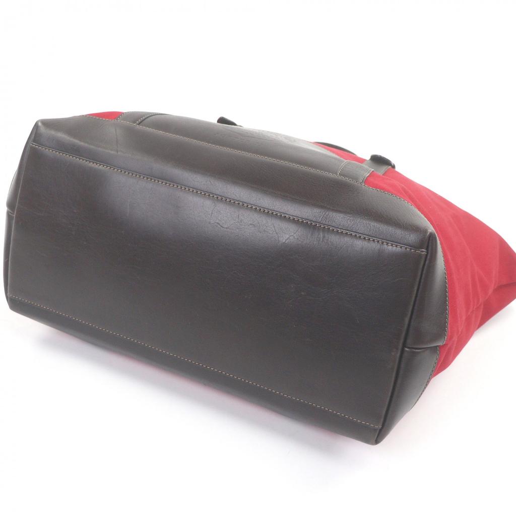 Very Good GHURKA Tote Bag Logo Embossed Large Size Red Canvas Mens Used
