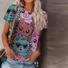 Women Summer T Shirt Colorful Little Bear Print Short Sleeve Tees Casual Printed Tops