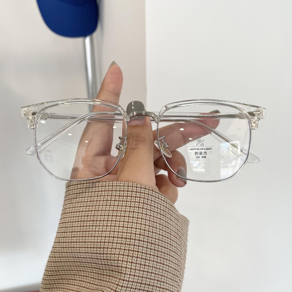 Half-Frame Glasses Men'S Trendy Myopia Sven Scum Technical Man Ruffian Handsome Glasses Frame Eyes Anti-Blue Light Glasses
