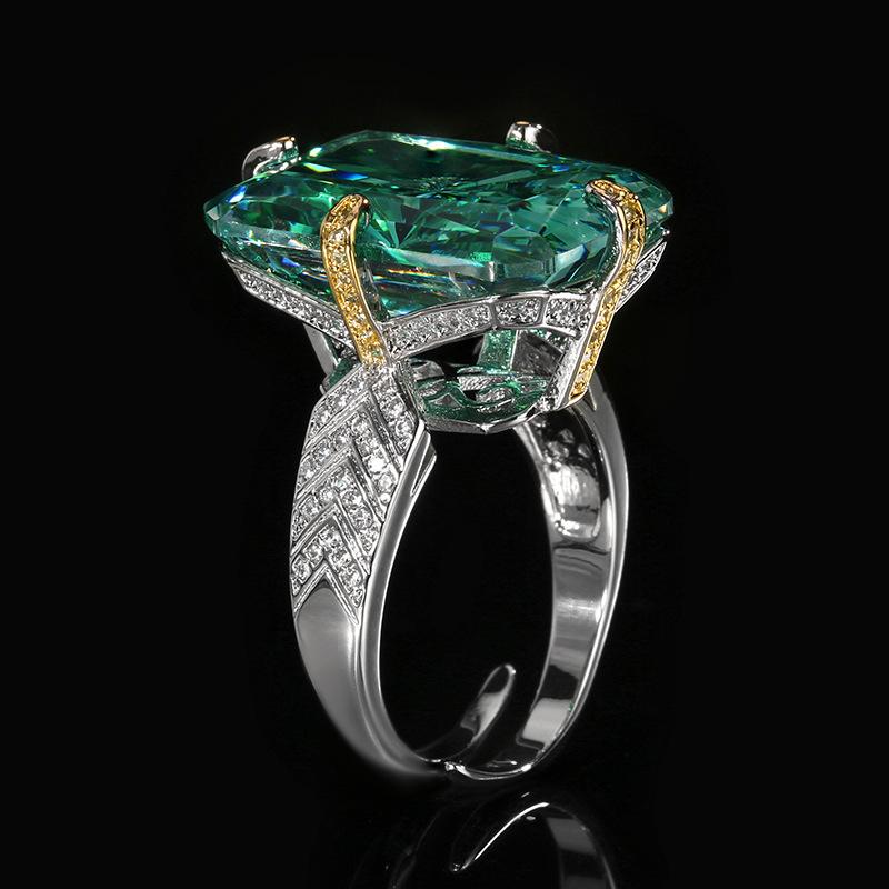 Women's Light Luxury Design Set With Zircon Square Necklace And Ring Fashionable And Versatile With A Unique Design Sense