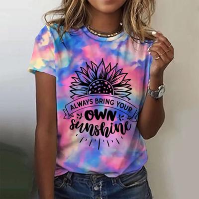Style T-Shirt For Women Letter Print Summer Oversized T-Shirts Women's Clothing Crew Neck Short Sleeve Blouse Big Size