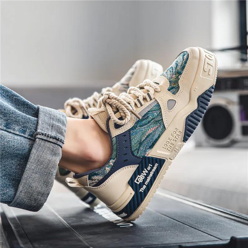 Men Casual Skateboard Shoe Thick-soled Walking Sport Shoes Men's Sneakers Hot Trainer Skateboard Shoes New Male Vulcanized Shoes