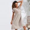 Summer Casual Sleeveless Dress for Women Solid Color Print O Neck Middle Waistline Spring Fashion