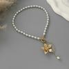 Imitation Pearl Choker Necklace Women Flower Pendant Aesthetics Jewelry Gift