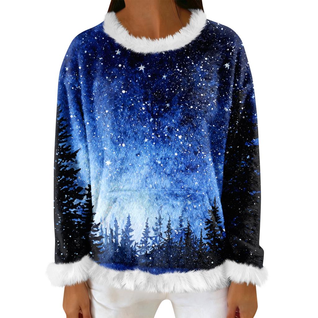 Dámská ležérní fleecová mikina s dlouhým rukávem a kulatým výstřihem, ležérní, pohodlná, volného střihu, lehká dámská flanelová mikina